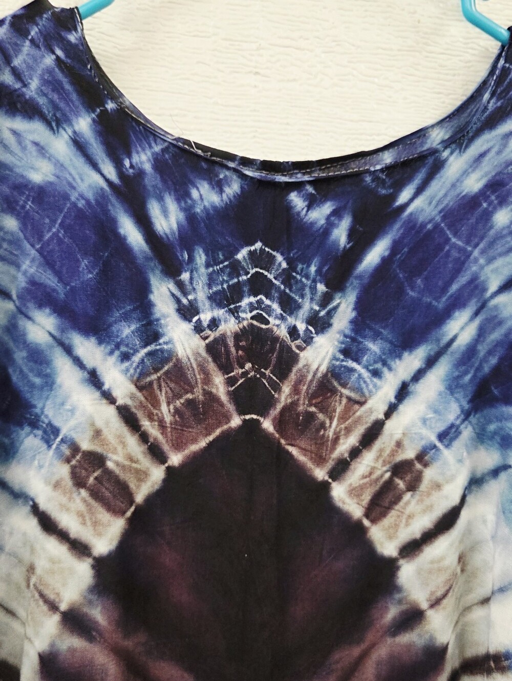 Blue and White Tie-Dye Maxi Dress Kaftan Osfm - Picture 3 of 8